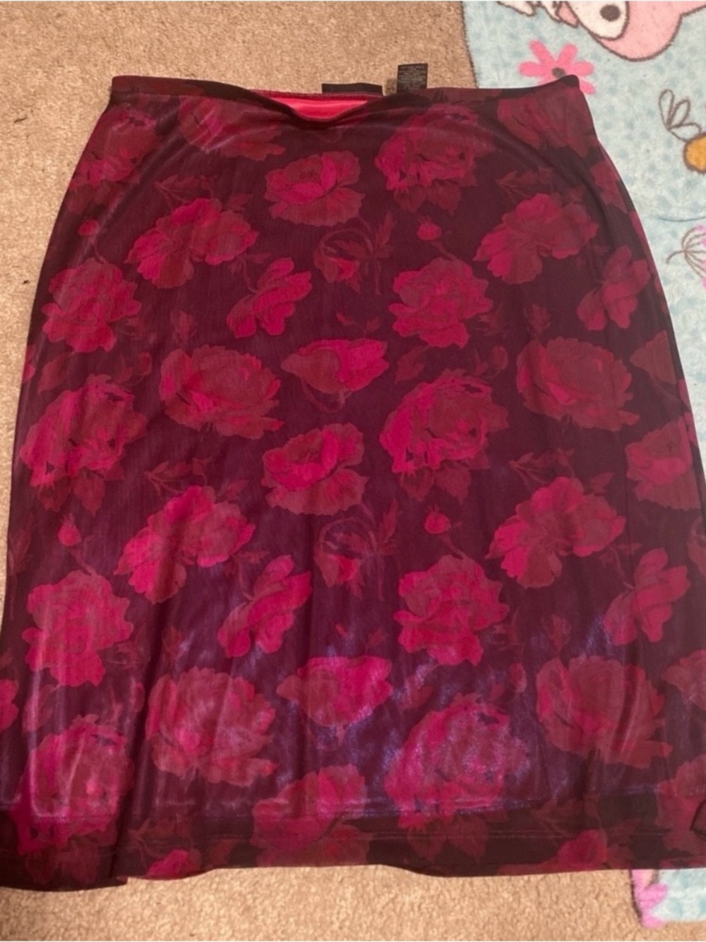 Burgundy Floral Pencil Skirt